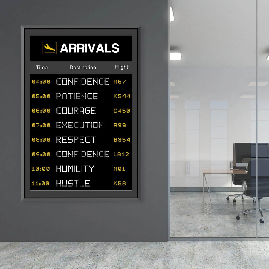 Success Arrivals Clock Canvas