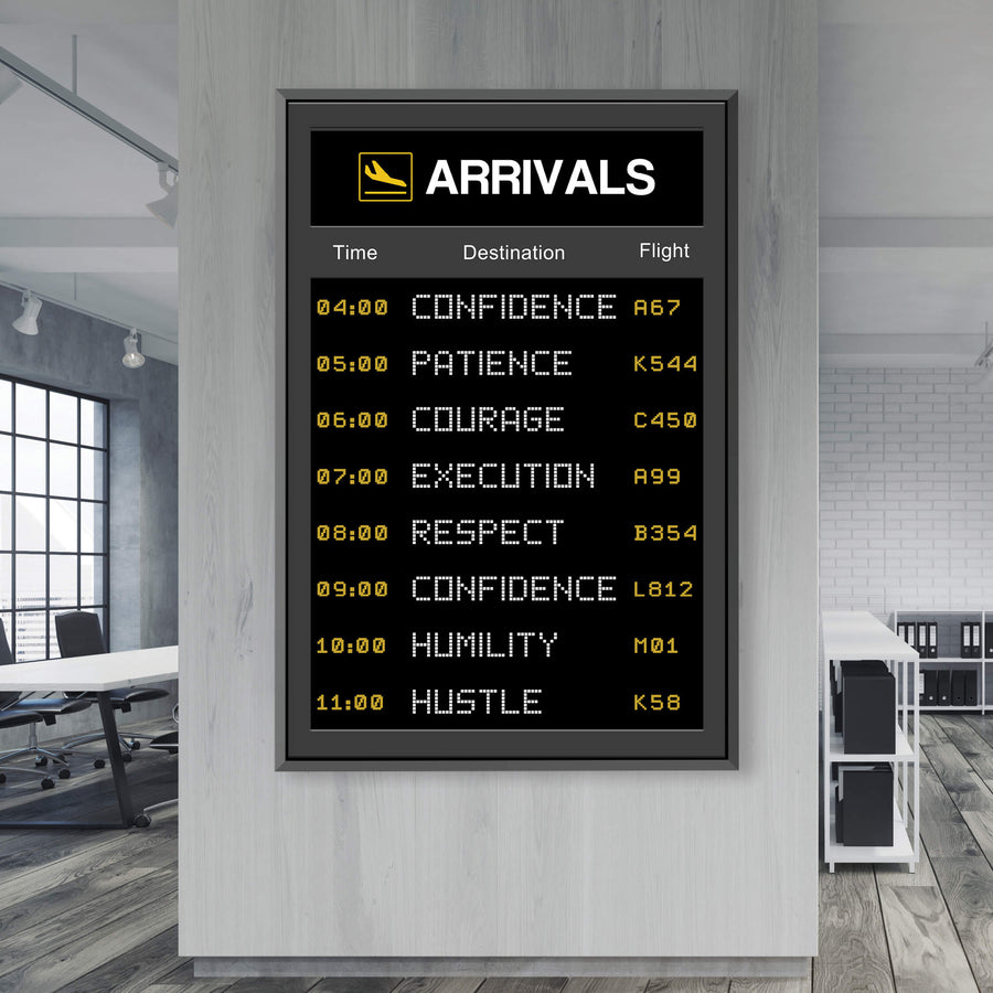 Success Arrivals Clock Canvas