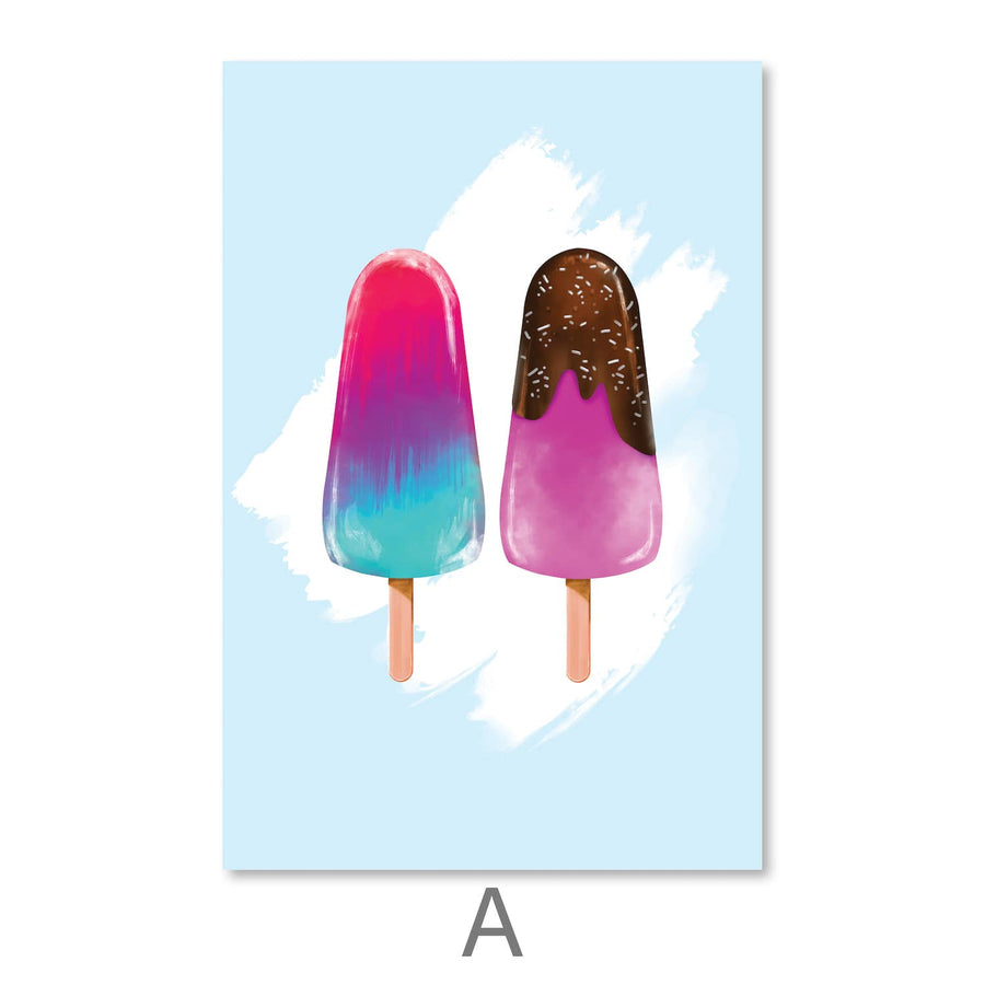 Summer Popsicles Canvas Art A / 30 x 45cm / Unframed Canvas Print Clock Canvas