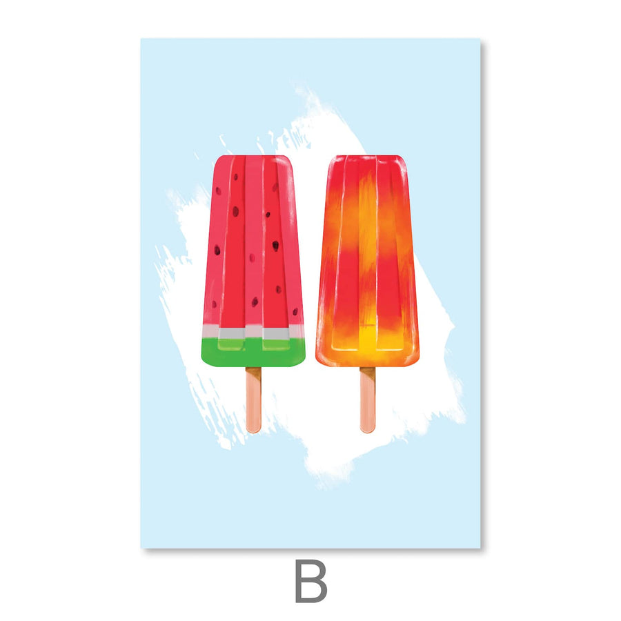 Summer Popsicles Canvas Art B / 30 x 45cm / Unframed Canvas Print Clock Canvas