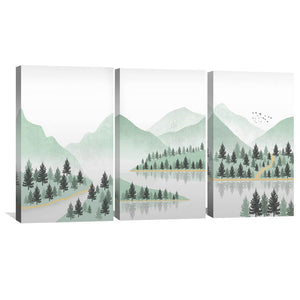 Summer Wilderness Canvas Art Set of 3 / 40 x 60cm / Unframed Canvas Print Clock Canvas