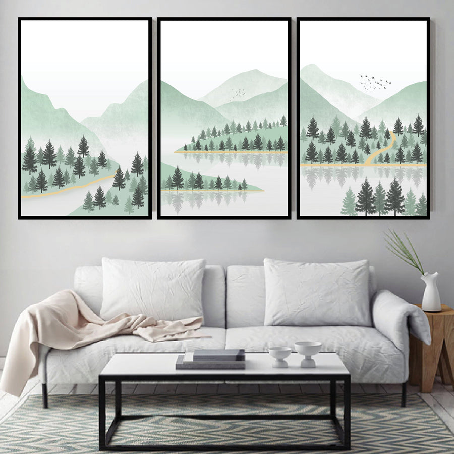 Summer Wilderness Canvas Art Set of 3 / 40 x 50cm / No Board - Canvas Print Only Clock Canvas