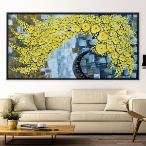 Sun Blossom Tree Canvas Art 50 x 25cm / Unframed Canvas Print Clock Canvas