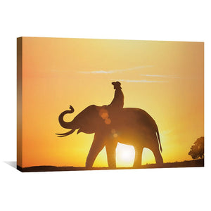 Sunset Elephant Walks Canvas Art Clock Canvas