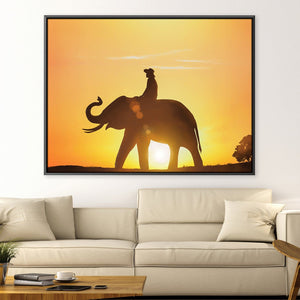 Sunset Elephant Walks Canvas Art 45 x 30cm / Unframed Canvas Print Clock Canvas