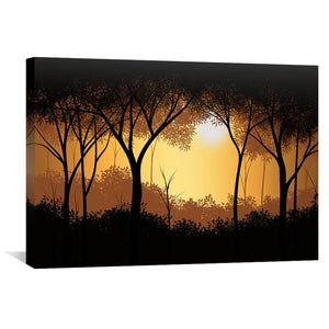 Sunset Forest Canvas Art 45 x 30cm / Unframed Canvas Print Clock Canvas