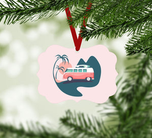 Surf Van Vacation Ornament Christmas Ornament Victorian 10.8 x 8cm Clock Canvas