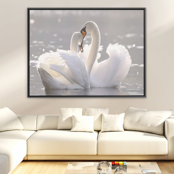 Swan Heart Canvas Art Clock Canvas