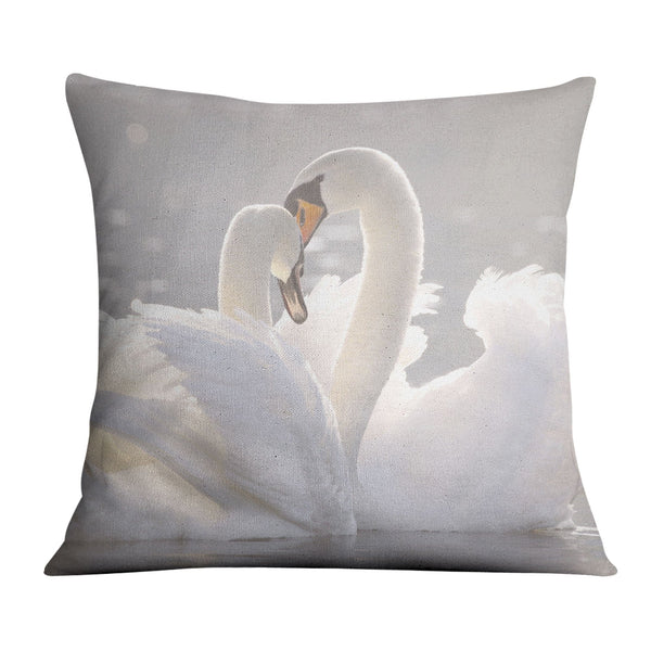 Swan Heart Cushion Cushion 45 x 45cm Clock Canvas