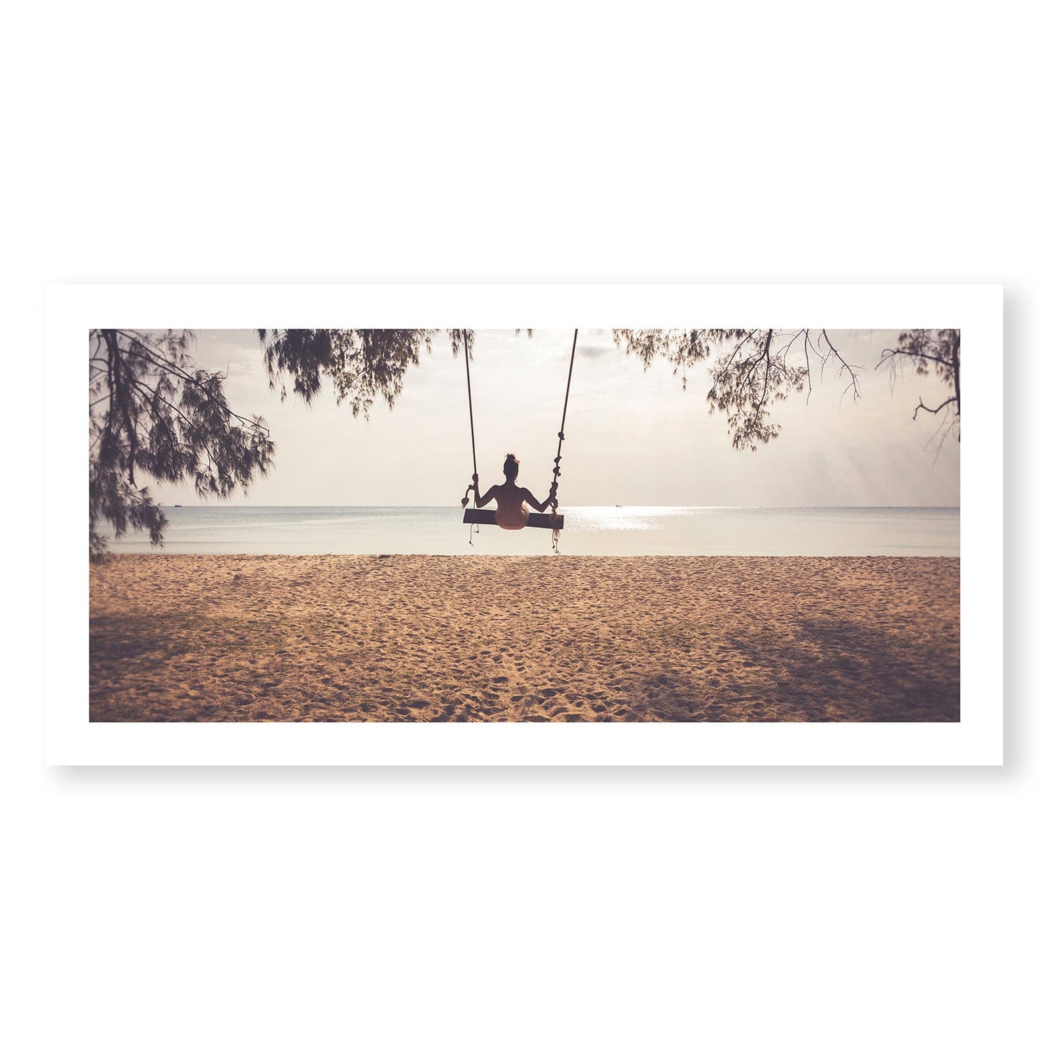 Swinging Beach Landscape Print Art Clock Canvas