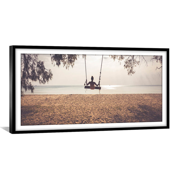 Swinging Beach Landscape Print Art 50 x 25cm / Unframed Print Clock Canvas
