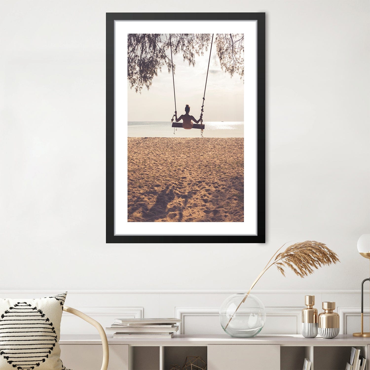 Swinging Beach Print Art Clock Canvas