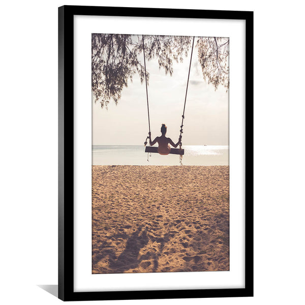 Swinging Beach Print Art 30 x 45cm / Unframed Canvas Print Clock Canvas