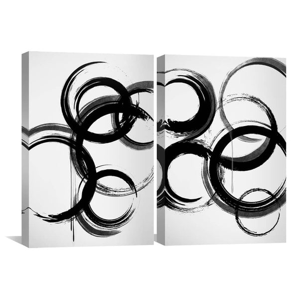 Swirling Noir Canvas Art Set of 2 / 30 x 45cm / Unframed Canvas Print Clock Canvas