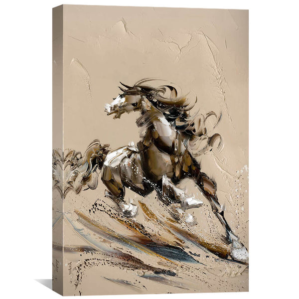 Swirling Stallion Oil Painting Oil Clock Canvas