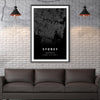 Sydney Black Map Canvas Art Clock Canvas