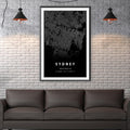 Sydney Black Map Canvas Art Clock Canvas