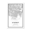 Sydney White Map Canvas Art Clock Canvas