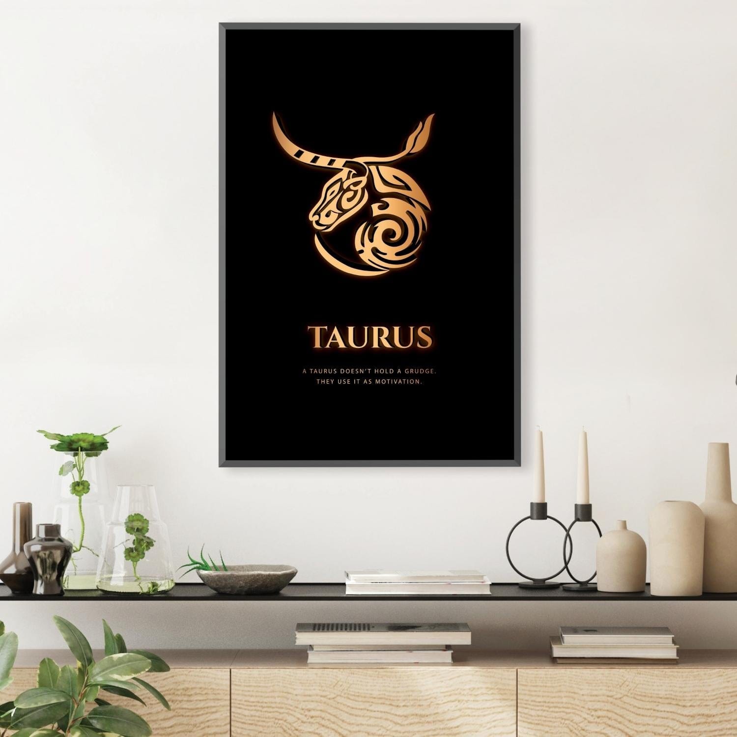 Taurus - Gold Canvas Art Clock Canvas