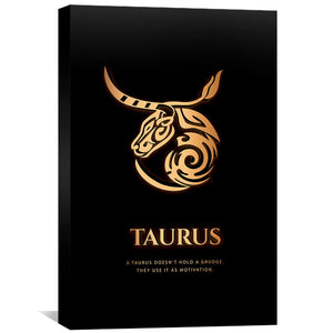Taurus - Gold Canvas Art 30 x 45cm / Unframed Canvas Print Clock Canvas