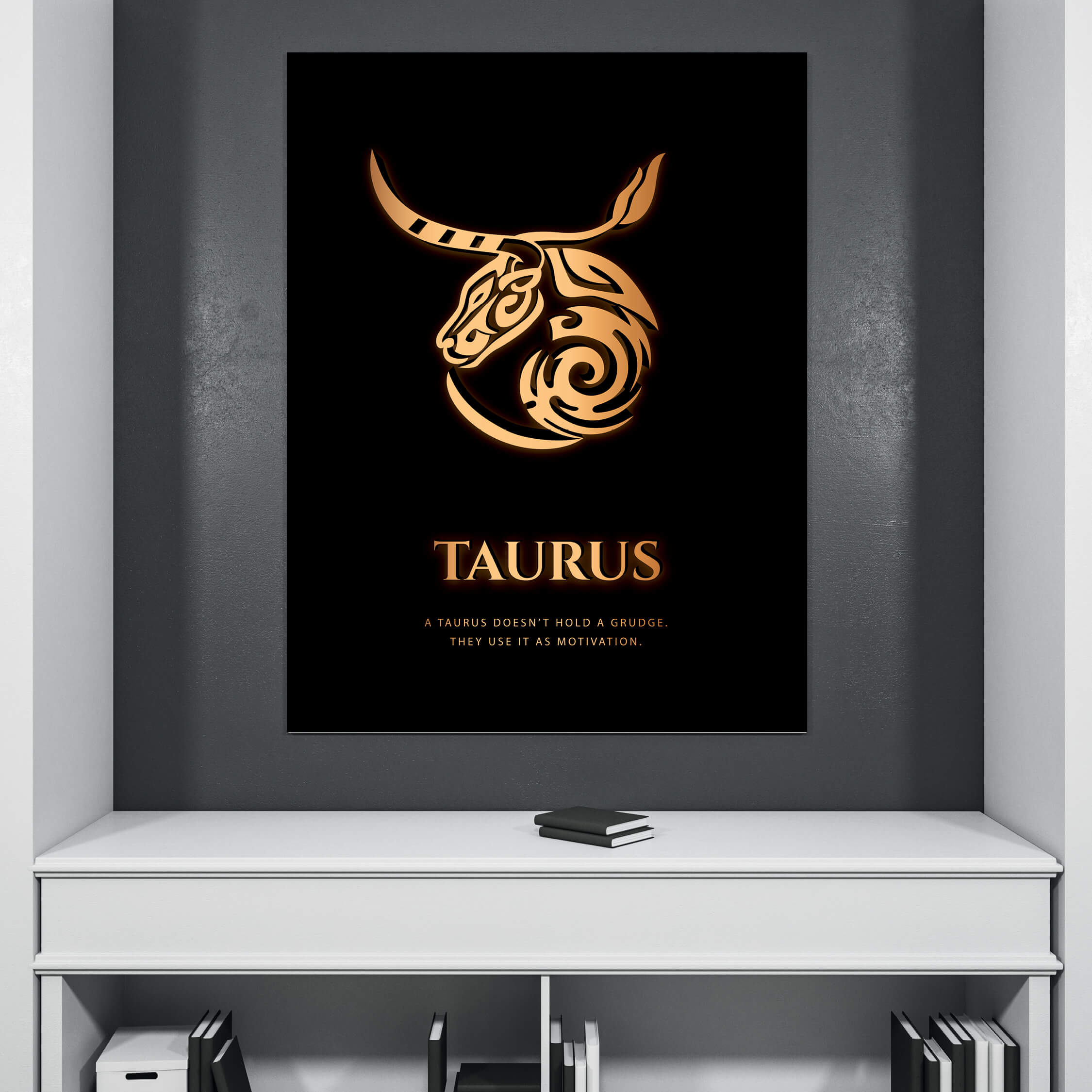 Taurus - Gold Clock Canvas