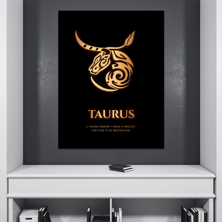Taurus - Gold Clock Canvas