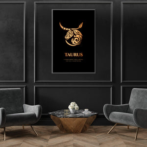 Taurus - Gold Clock Canvas