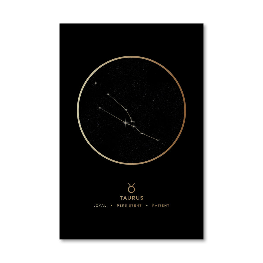 Taurus Traits Gold Canvas Art 40 x 50cm / No Board - Canvas Print Only Clock Canvas