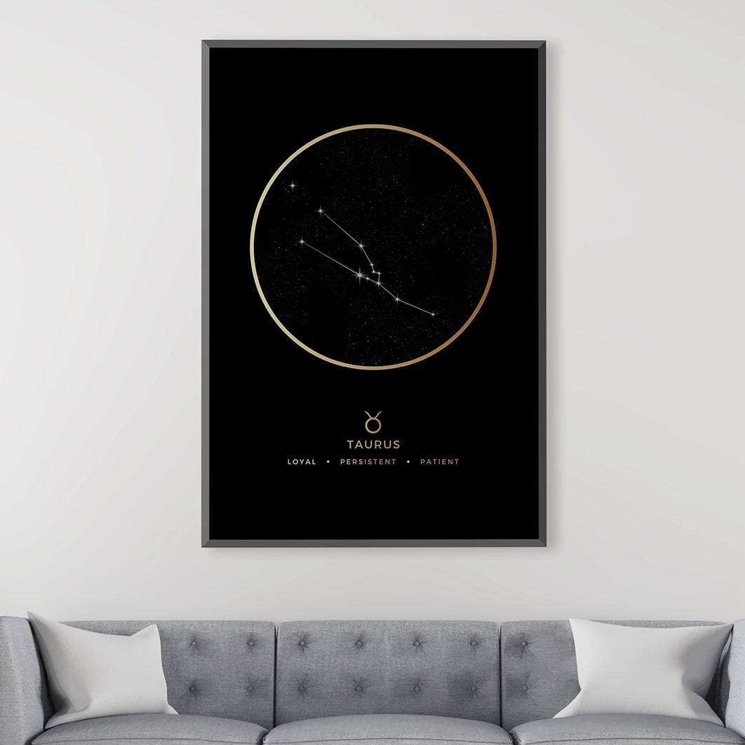 Taurus Traits Gold Canvas Art Clock Canvas
