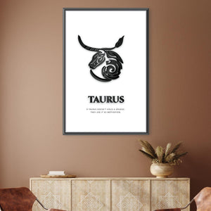 Taurus - White Canvas Art Clock Canvas