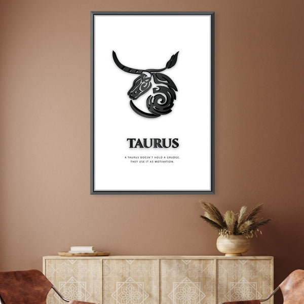 Taurus - White Canvas Art Clock Canvas