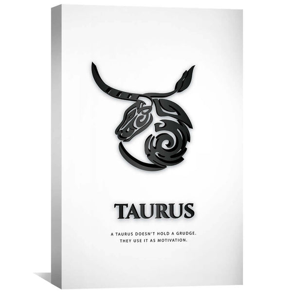 Taurus - White Canvas Art 30 x 45cm / Unframed Canvas Print Clock Canvas