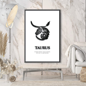 Taurus - White Clock Canvas