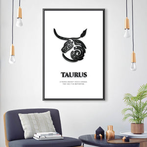 Taurus - White Clock Canvas