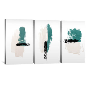 Teal Prestine Canvas Art Set of 3 / 30 x 45cm / Unframed Canvas Print Clock Canvas