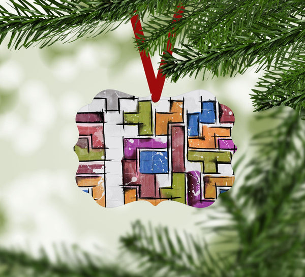 Tetris Sketches Ornament Christmas Ornament Victorian 10.8 x 8cm Clock Canvas