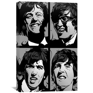 The Beatles Black and White Canvas Art Clock Canvas