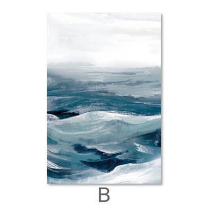 The Brushed Ocean Canvas Art B / 40 x 60cm / Unframed Canvas Print Clock Canvas