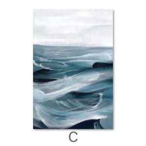 The Brushed Ocean Canvas Art C / 40 x 60cm / Unframed Canvas Print Clock Canvas