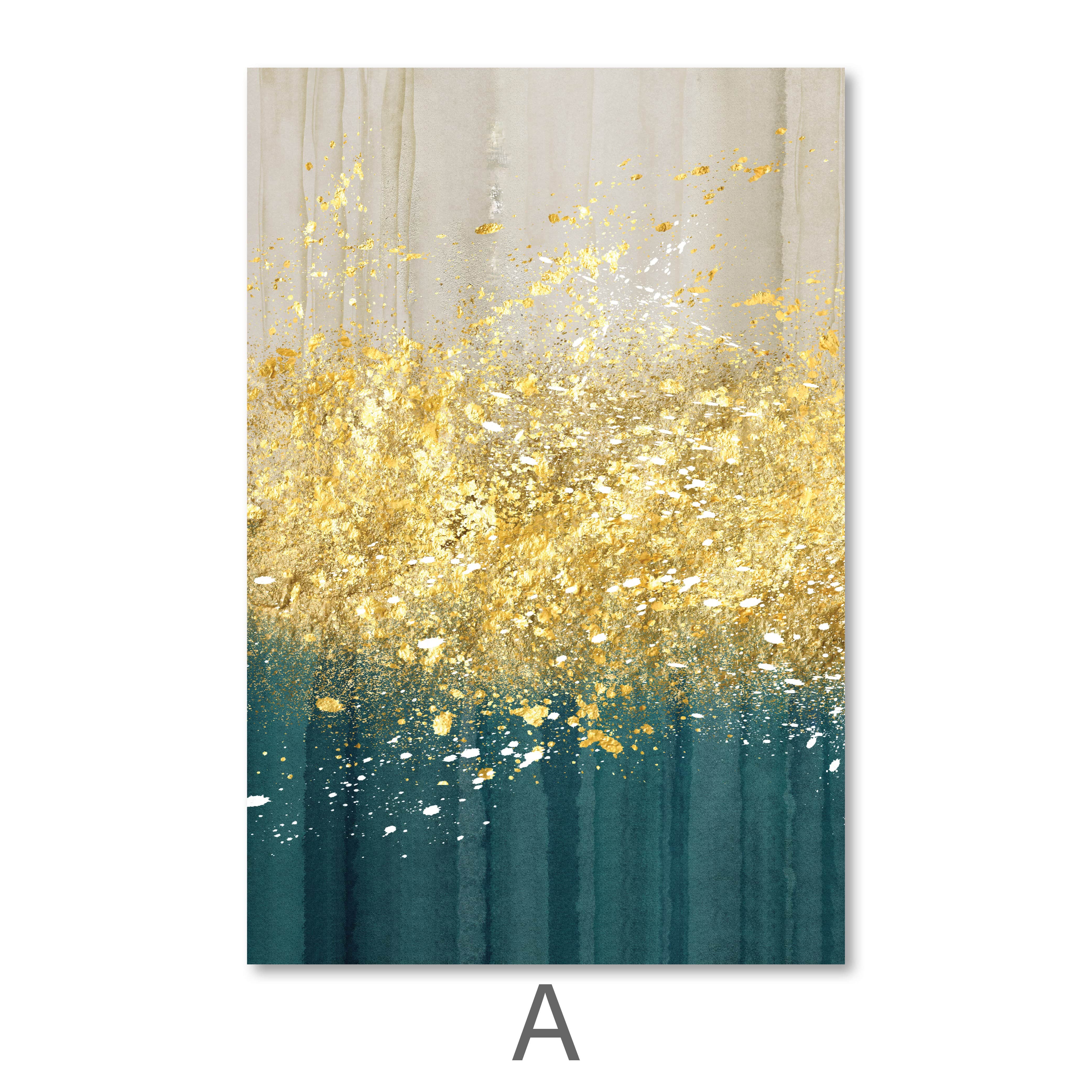 The Golden Splash Canvas Art A / 40 x 50cm / No Board - Canvas Print Only Clock Canvas