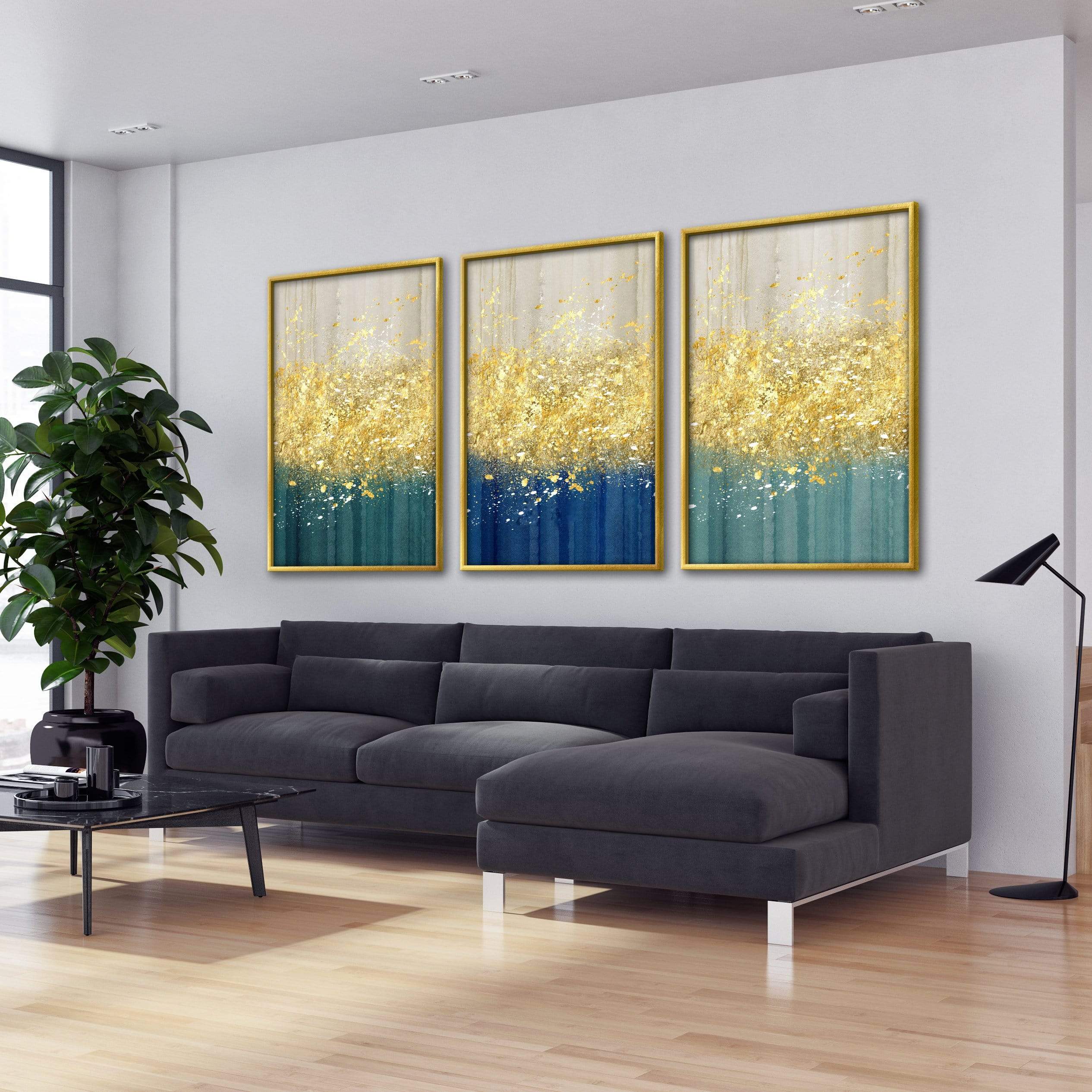 The Golden Splash Canvas Art Clock Canvas