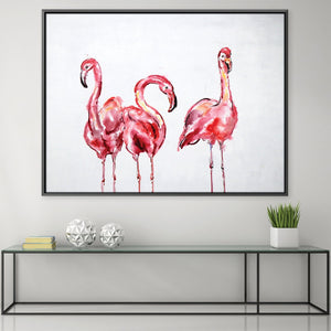 The Three Flamingos Oil Painting Oil 45 x 30cm / Oil Painting Clock Canvas