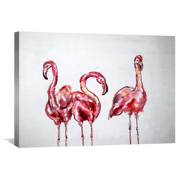 The Three Flamingos Oil Painting Oil Clock Canvas