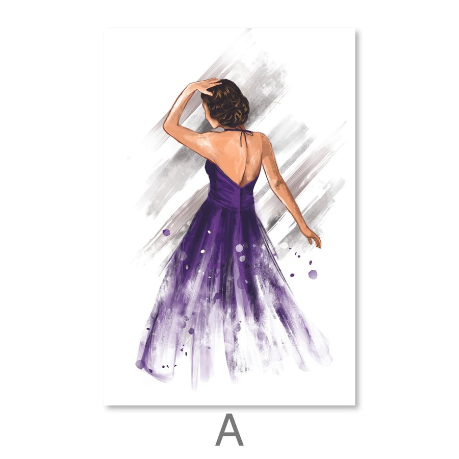Three Gowns Canvas Art A / 30 x 45cm / Unframed Canvas Print Clock Canvas