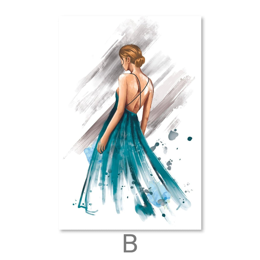 Three Gowns Canvas Art B / 30 x 45cm / Unframed Canvas Print Clock Canvas