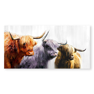 Three Highland Cows Canvas Art Clock Canvas