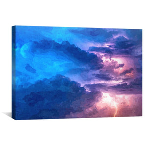 Thunderstorm at Night Canvas Art Clock Canvas