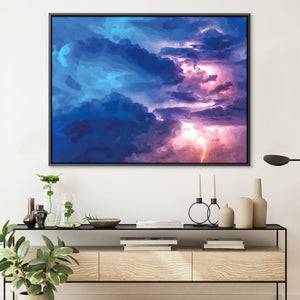 Thunderstorm at Night Canvas Art 45 x 30cm / Unframed Canvas Print Clock Canvas