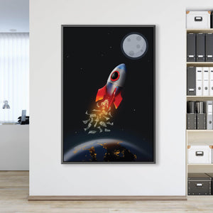 To The Moon Clock Canvas