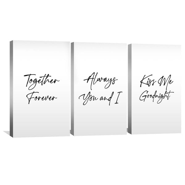 Together Forever Canvas Art Set of 3 / 30 x 45cm / Unframed Canvas Print Clock Canvas